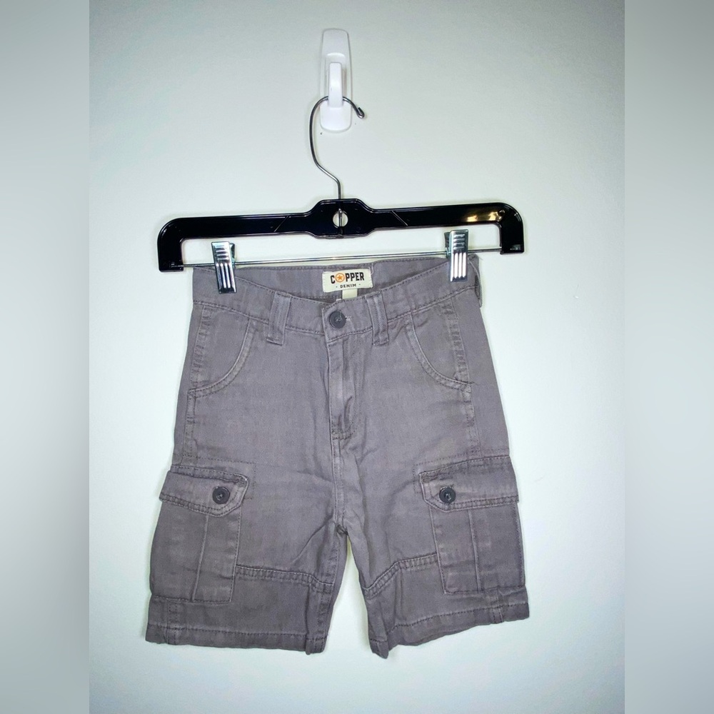 Kids Gray Casual Cargo Shorts with Relaxed Fit